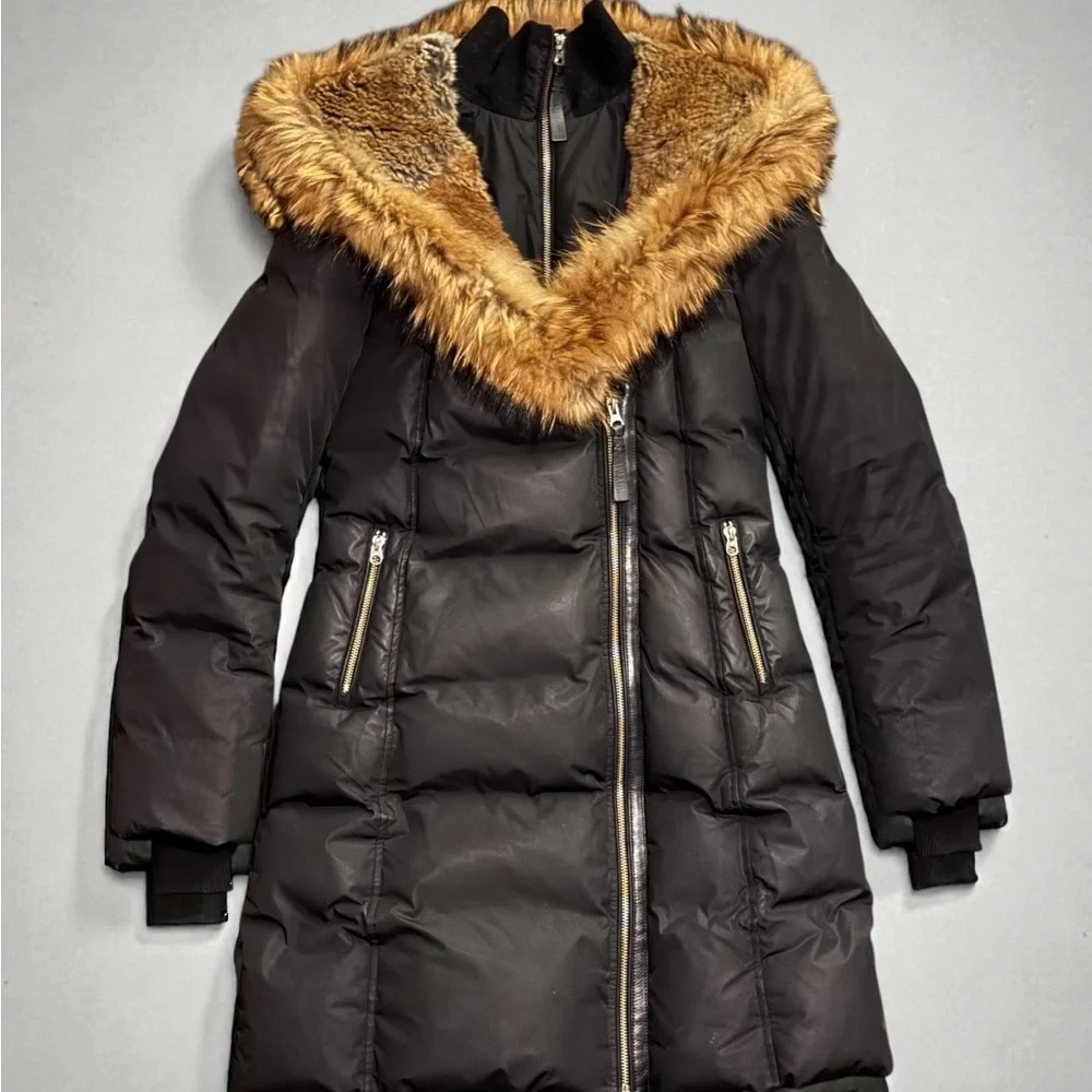 Mackage Black Puffer Coat with Tan REAL-Fur Trim - Picture 1 of 8